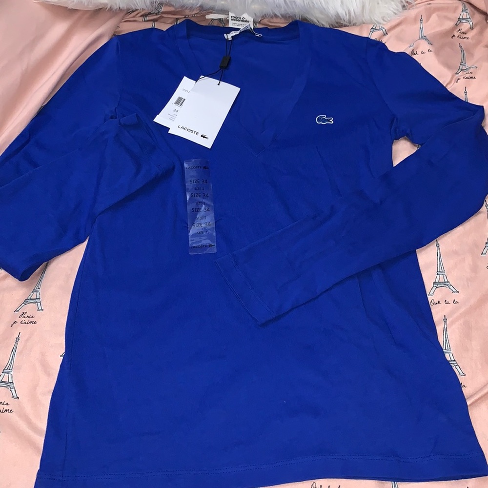 BNWT-Lacoste- 100% cotton long sleeve in royal blue color